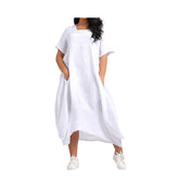 Sophie Italian Plain Square Neck Balloon Hem Linen Tunic Dress